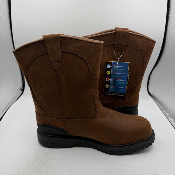 Herman Survivors Bison Boots Mens 11 Brown Leather Pull On Steel Toe Waterproof main image 3